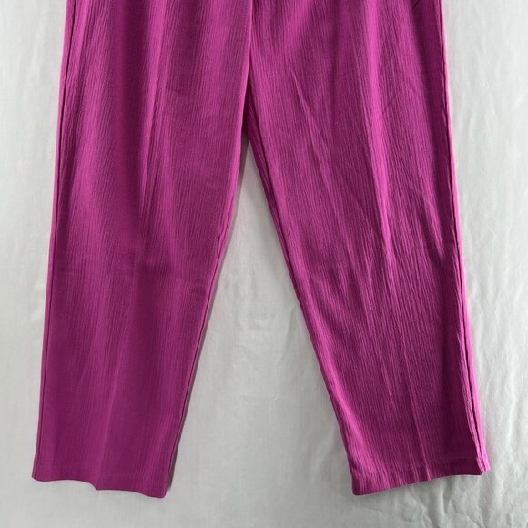 BocaBay Crinkle Pull On Pants Women 12P Elastic Waist High Rise Side Pocket Pink - Picture 4 of 10